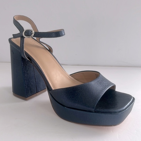JustFab Mylah Insignia BlueI Chunky Heel Platform Peep-Toe Sandal Shoes Size 8.5 - Picture 2 of 7